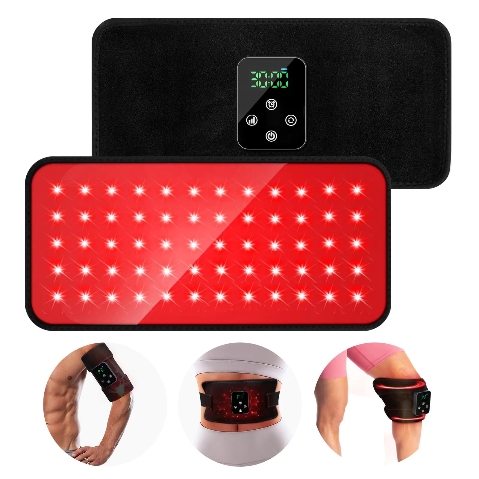 Red Light Therapy Mat Infrared Light Therapy for Body Wearable Wrap with Timer for Back Shoulder Waist Muscle Pain Relief Improve Joint Inflammation Red Light Therapy for Body